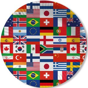 Landen thema feest wegwerpbordjes - 10x - internationale vlaggen - D23 cm