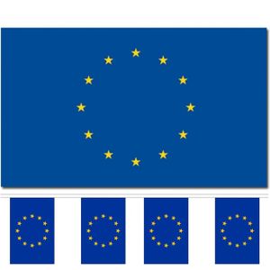 Bellatio Decorations - Vlaggen versiering set - Europa - Vlag 90 x 150 cm en vlaggenlijn 3 meter