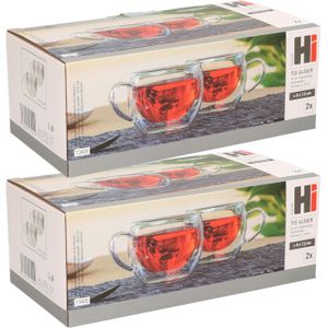 Set van 6x stuks dubbelwandige theeglazen/koffieglazen 250 ml - 25 cl - Thee/koffie drinken - Glazen voor thee en koffie