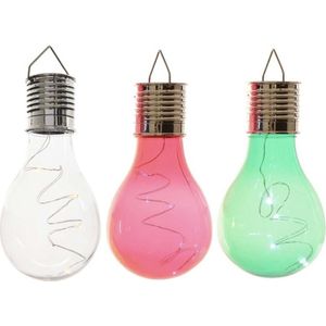 3x Buitenlampen/tuinlampen lampbolletjes/peertjes 14 cm transparant/groen/rood