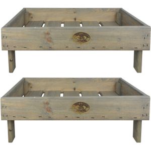 Set van 2x stuks houten opberg/opslag kratten stapelbaar 37 x 57 cm