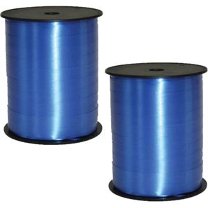 2x rollen cadeaulint/sierlint in de kleur blauw 5 mm x 500 meter