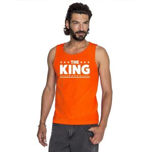 Koningsdag The King tekst mouwloos shirt oranje heren