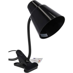 Gerimport Bureaulamp met klem - zwart - 22 x 12 x 32 cm - Buigbare leeslampen/ tafellampen