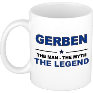 Naam cadeau mok/ beker Gerben The man, The myth the legend 300 ml