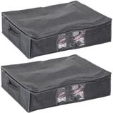 2x Stuks dekbed/kussen opberghoes antraciet grijs met vacuumzak 60 x 45 x 15 cm - Dekbedhoes - Beschermhoes