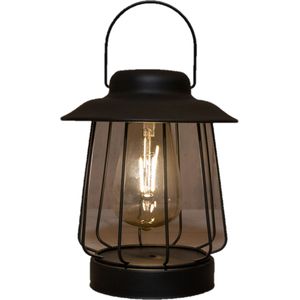 Anna Collection Tuin lantaarn tafellamp - Solar - zwart - D16 x H19 cm - LED buitenverlichting