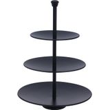 Zwarte etagere 3-laags RVS 36 cm