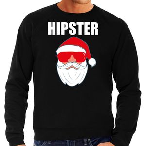Zwarte Kersttrui / Kerstkleding Hipster voor heren met Kerstman met zonnebril