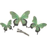 Othmar Decorations Decoratie vlinders op clip 12x stuks - geel/groen - 12/16/20 cm