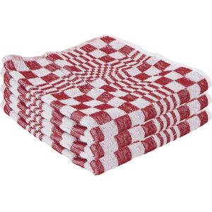 9x Rode handdoek / keukendoek met blokjesmotief 50 x 50 cm