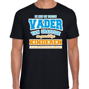 Trotse vader van geweldige kinderen cadeau t-shirt zwart voor heren