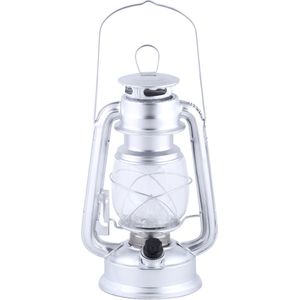 LED lantaarn/windlicht zilver op batterijen 11,5 x 15 x 24 cm