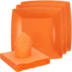 Santex servies set karton - 20x bordjes/25x servetten - oranje