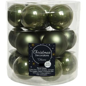 36x stuks kleine glazen kerstballen mos groen 4 cm mat/glans