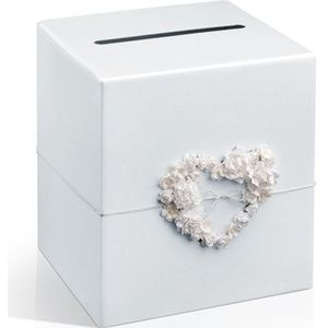 Bruiloft enveloppendoos met hart - wit - 24 x 24 cm