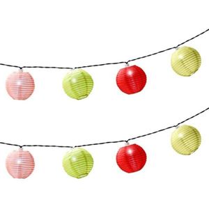 3x stuks solar lampion tuinverlichting/feestverlichting roze, groen, rood, lichtgroen 4.5m