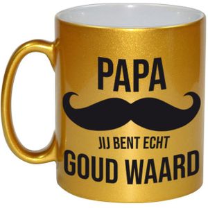 Papa je bent echt goud mok / beker - 330 ml - goudkleurig - Vaderdag