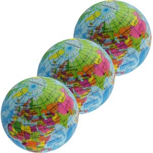 3x Anti-stress balletje planeet aarde/wereldbol/globe 7 cm
