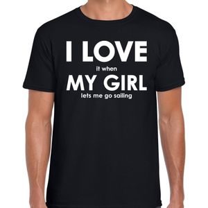 Cadeau t-shirt zeiler I love it when my girl lets me go sailing zwart voor heren