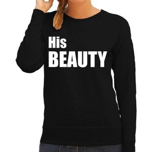 His beauty zwarte trui / sweater met witte tekst voor dames / koppels / bruidspaar