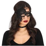 Fiestas Guirca Verkleed oogmasker - zwart kant - volwassenen - Halloween/gemaskerd bal - burlesque