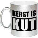 Kerst is kut cadeau zilveren mok/beker Kerstmis 330 ml