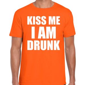 Oranje kiss me I am drunk shirt - Koningsdag t-shirt voor heren
