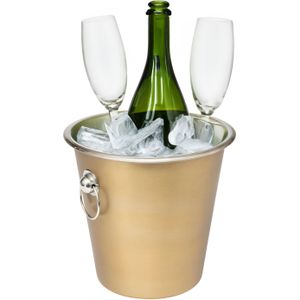 Secret de Gourmet Champagne &amp; wijnfles koeler/ijsemmer - goud - RVS - 22 x 21 cm - De luxe model