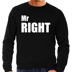 Mr right zwarte trui / sweater met witte tekst voor heren vrijgezellenfeest / bachelor party