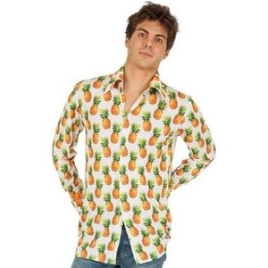 Tropische blouse/overhemd met ananassen print voor heren