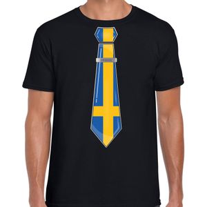 Bellatio Decorations Verkleed shirt voor heren - stropdas Zweden - zwart - supporter - themafeest