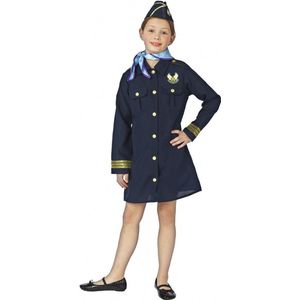 Stewardessen verkleed jurkje met pet en sjaal voor meisjes