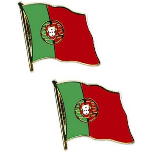 2x stuks pin broche speldje van Vlag Portugal 2 cm