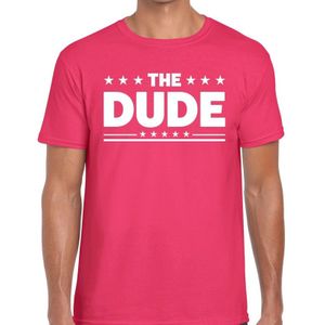 Roze The Dude fun t-shirt voor heren