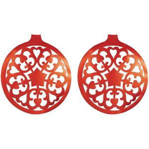 3x stuks kerstballen hangdecoratie rood 32 cm van karton