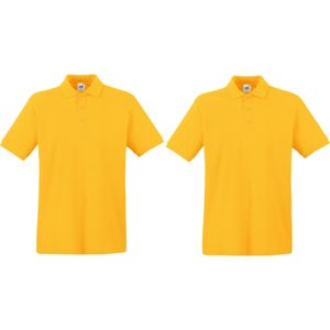 2-Pack maat L geel poloshirt premium van katoen voor heren