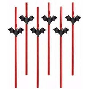 Vleermuizen rietjes Halloween 6 stuks