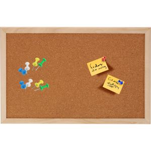 Glorex hobby Prikbord met 40x punaises gekleurd - 30 x 45 cm - kurk - voor keuken/kantoor/kamer