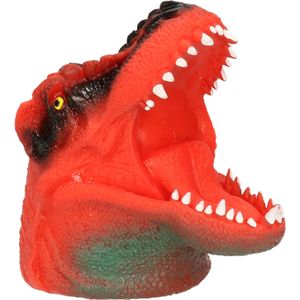 Rubberen Dino World handpop oranje