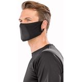 1x Wasbare antibacteriele gezichtsmaskers/mondkapjes zwart van ademende stof voor volwassenen