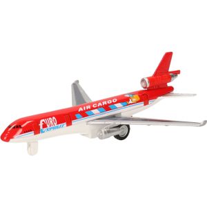 Rood air cargo speelgoed vliegtuigje van metaal 19 cm