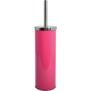 MSV Toiletborstel in houder/wc-borstel - metaal - fuchsia roze - 38 cm