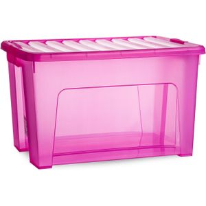 Plasticforte Opbergbox met deksel - roze - 47L - kunststof