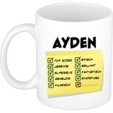 Bellatio Decorations Naam mok Ayden - top gozer - 300ml - cadeau beker
