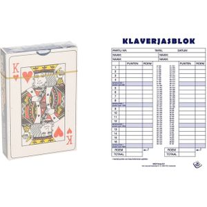 Scoreblok Klaverjassen spel - 50 vellen - 2x pakje speelkaarten - Geschikt voor kinderen en volwassenen