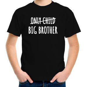 Correctie only child big brother grote broer kado shirt voor jongens / kinderen zwart
