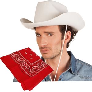 Cowboy verkleed set Cowboyhoed met rode western zakdoek