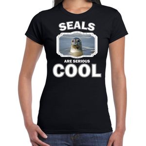 T-shirt seals are serious cool zwart dames - zeehonden/ grijze zeehond shirt