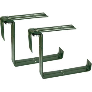 Set van 6 verstelbare metalen balkonbeugels  voor een railing t/m 14 cm in de kleur donker groen